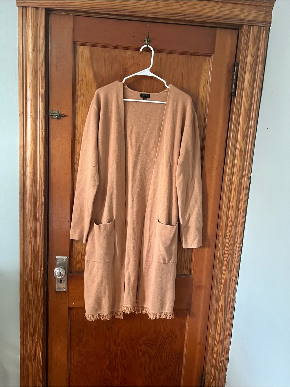 Light Brown Open-Front Women's Long Cardigan Dress